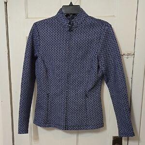 J. McLaughlin Patterned NAVY BLUE Billie ZIPFRONT JACKET womens Small Perfect